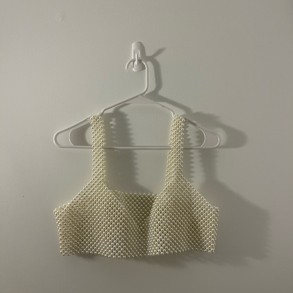 Elegant Cream Beaded Women's Top